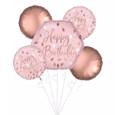 Blush Birthday Foil Balloon Bouquet, 5pc - Legacy Rose TX