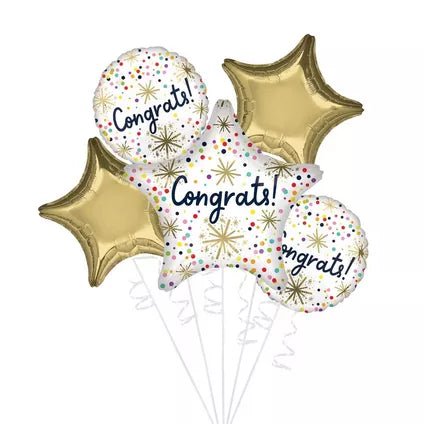 Confetti Sprinkle Congrats Foil Balloon Bouquet, 5pc - Legacy Rose TX