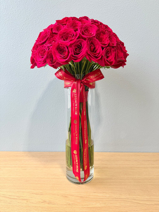 50 Rose Bouquet in Vase - Legacy Rose TX