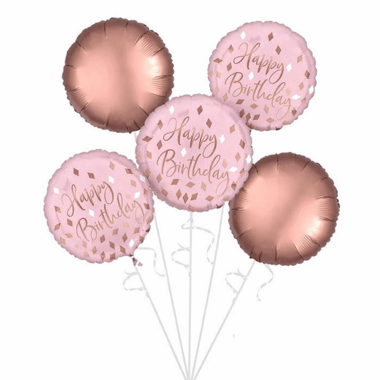 Blush Birthday Foil Balloon Bouquet, 5pc - Legacy Rose TX