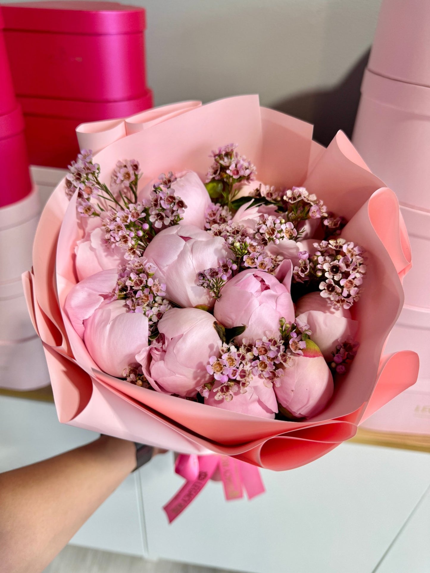 Pink Peonies Bouquet (Seasonal product) - Legacy Rose TX